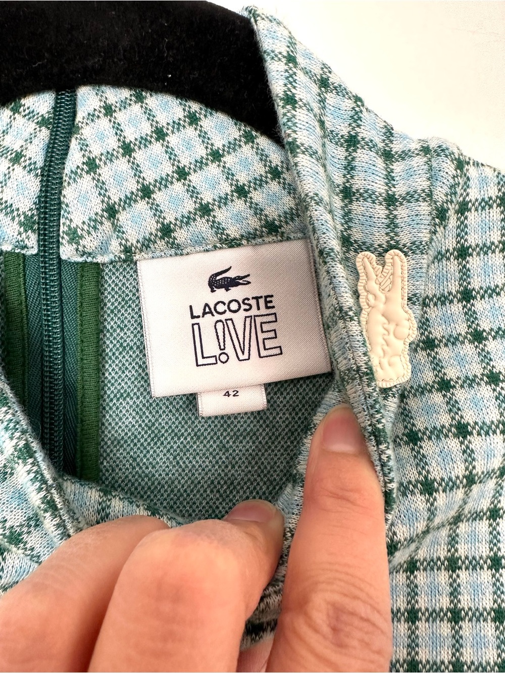 Lacoste Preppy Plaid Mock Neck Top Collegiate Retro Quiet Luxury Classic Career - Picture 6 of 10